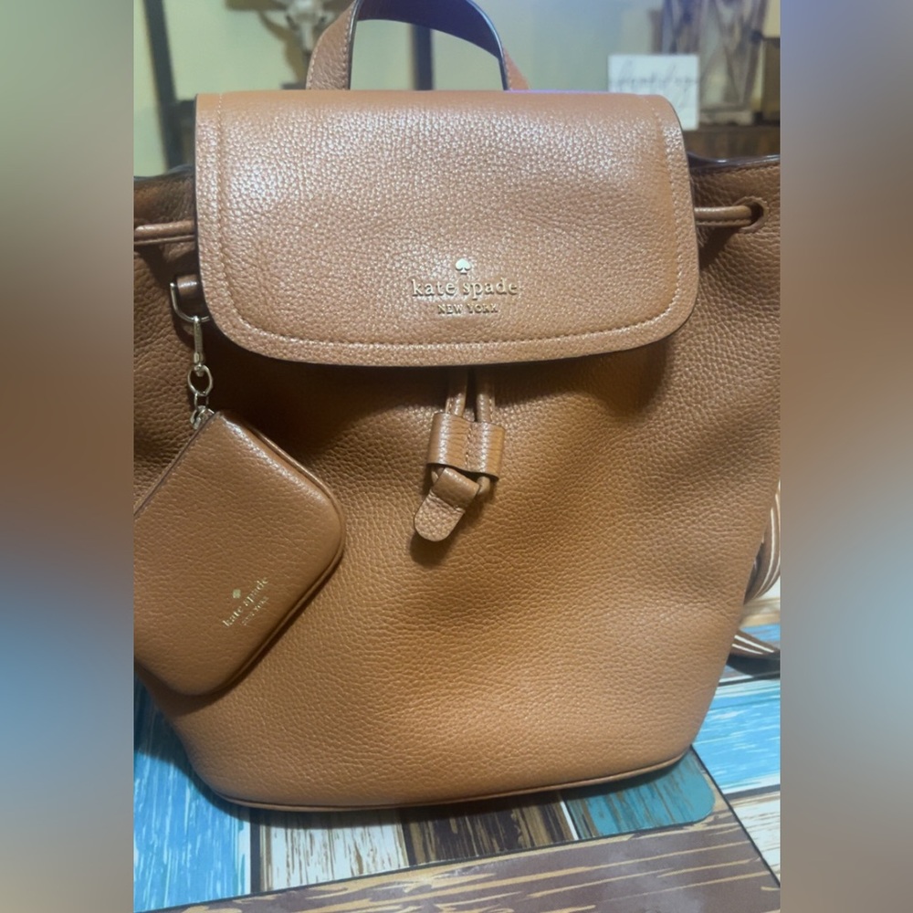 Kate Spade Brown Leather Backpack with Pouch